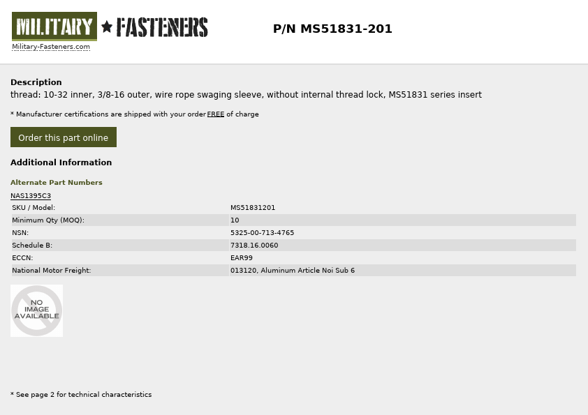 MS51831-201 Military-Fasteners