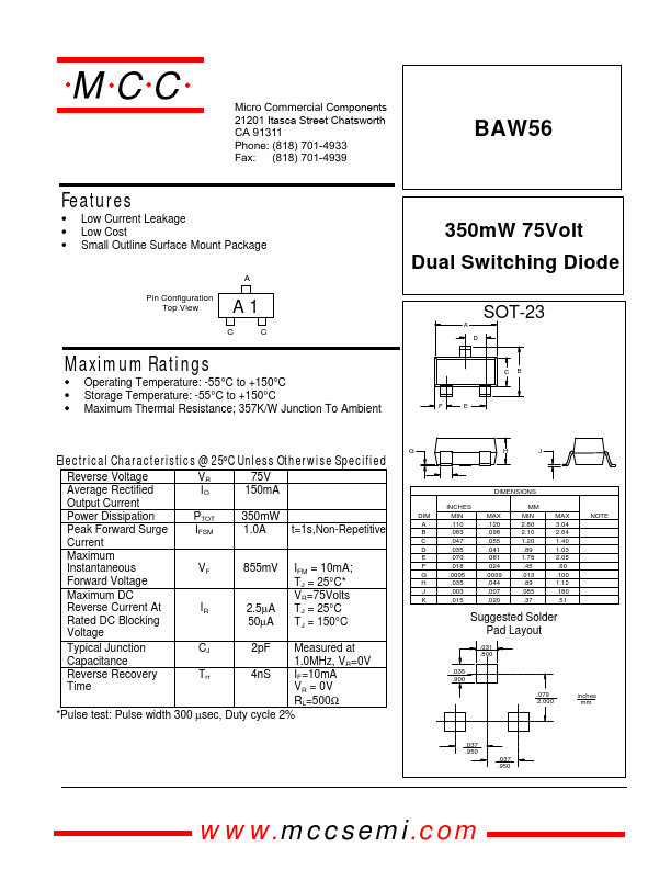 BAW56 Micro Commercial Components