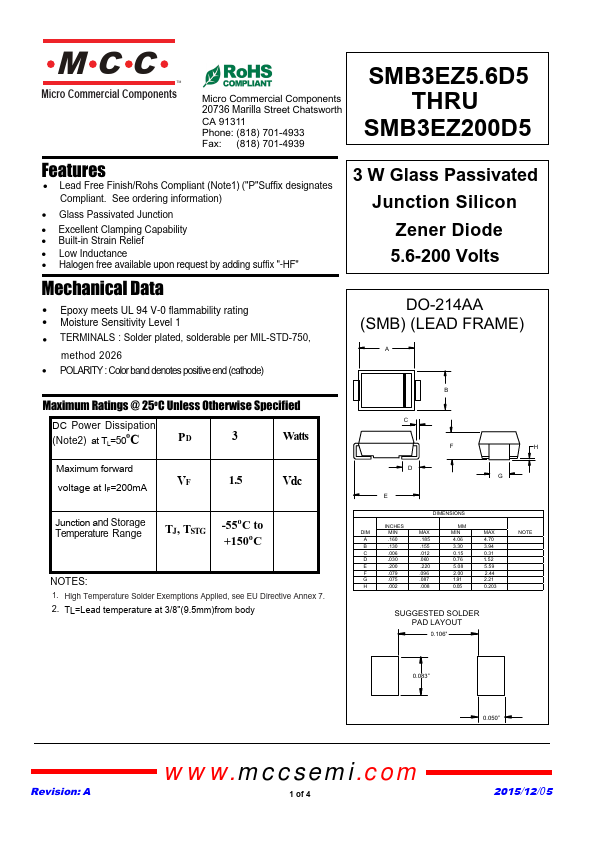 <?=SMB3EZ7.5D5?> डेटा पत्रक पीडीएफ