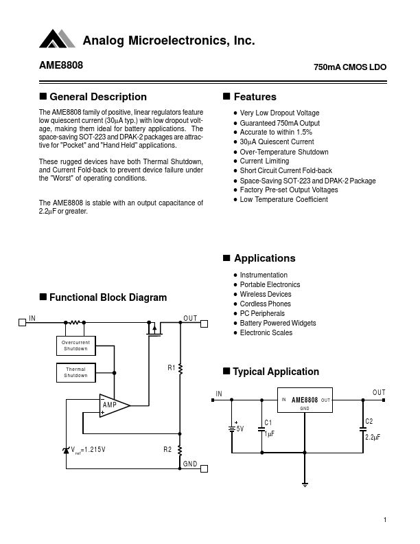 AME8808 Analog Microelectronics