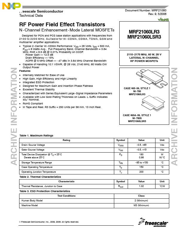 <?=MRF21060LR3?> डेटा पत्रक पीडीएफ