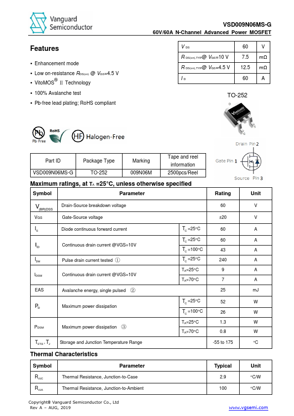 <?=VSD009N06MS-G?> डेटा पत्रक पीडीएफ