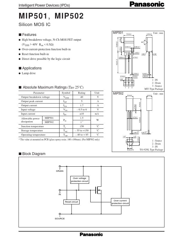 MIP502 Panasonic Semiconductor