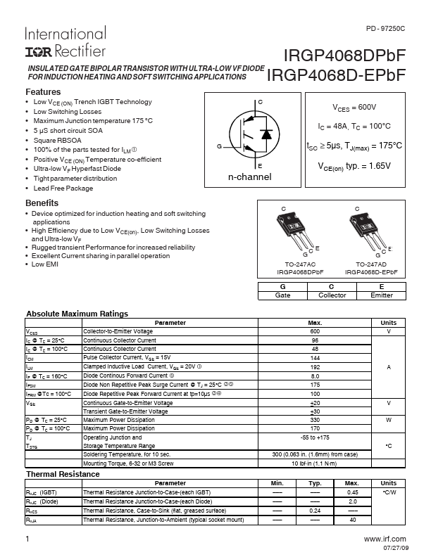 <?=IRGP4068DPBF?> डेटा पत्रक पीडीएफ