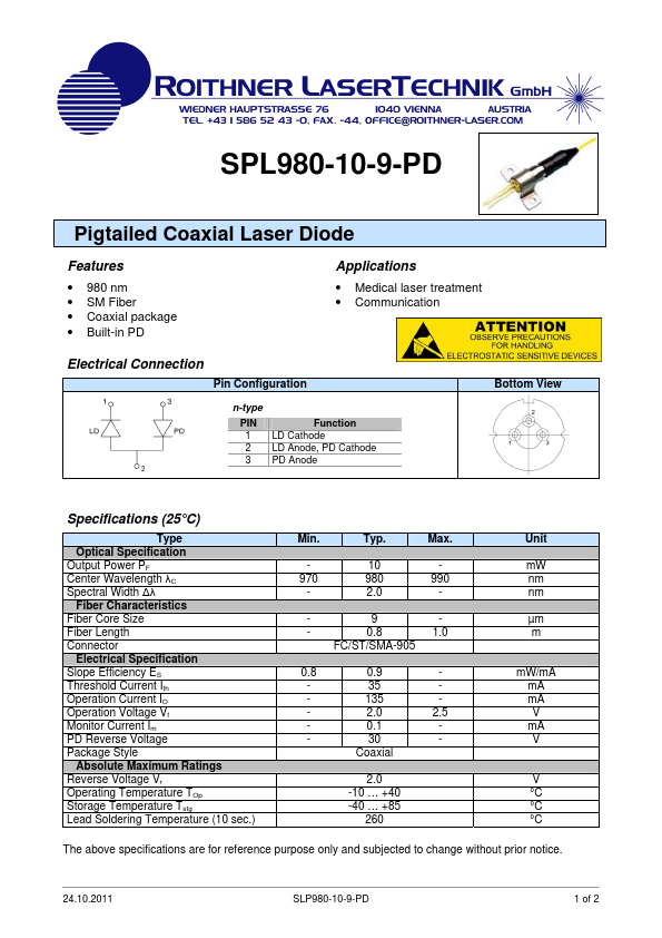 <?=SPL980-10-9-PD?> डेटा पत्रक पीडीएफ