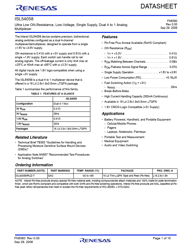 ISL54058 Renesas