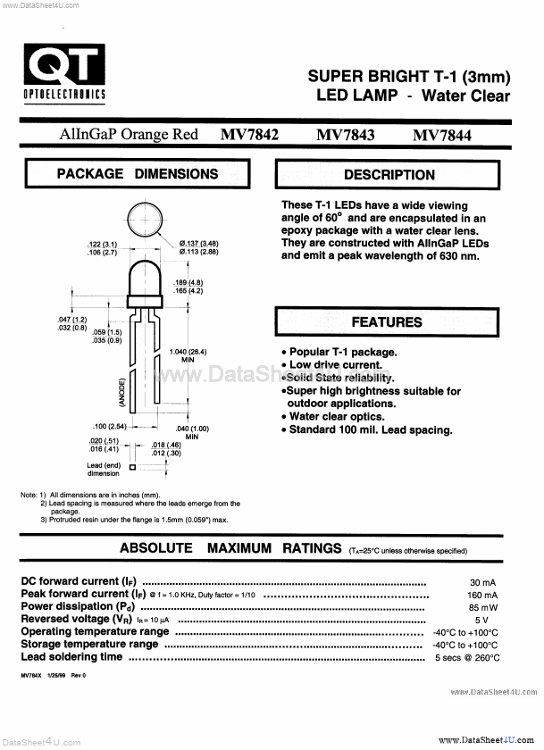 MV7844 QT Optoelectronics