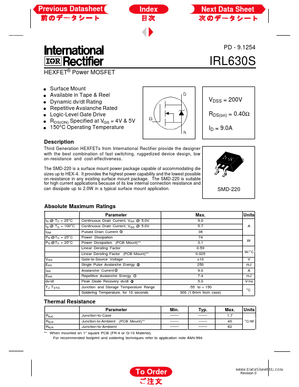 IRL630S International Rectifier