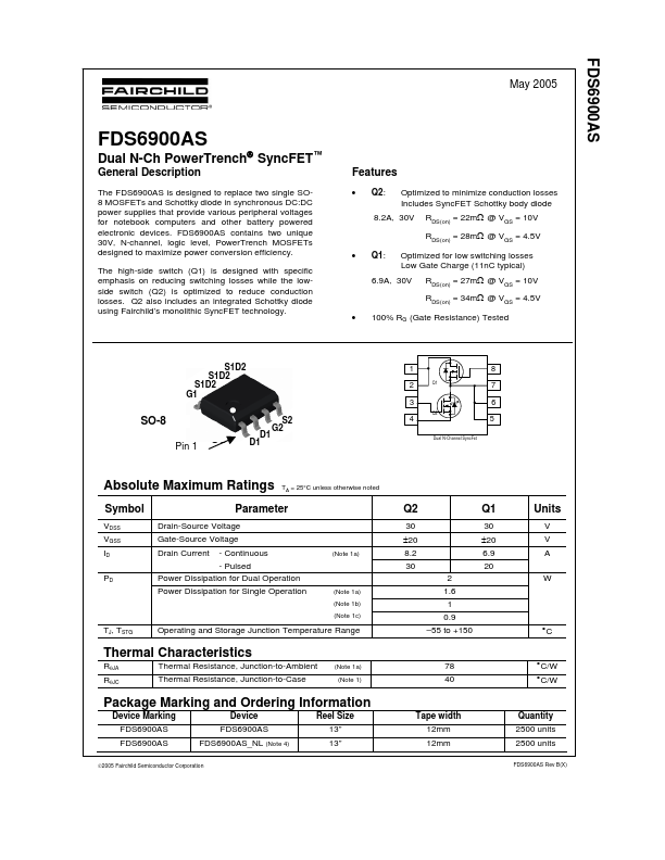 <?=FDS6900AS?> डेटा पत्रक पीडीएफ