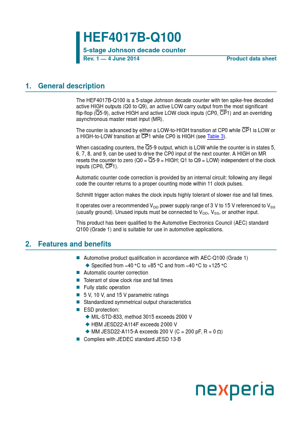 HEF4017B-Q100 nexperia