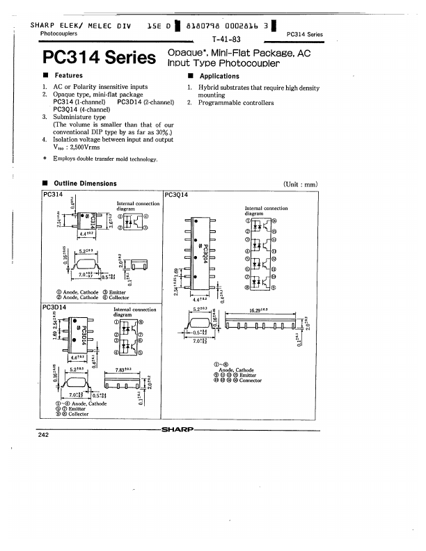 PC314 Sharp Electrionic Components