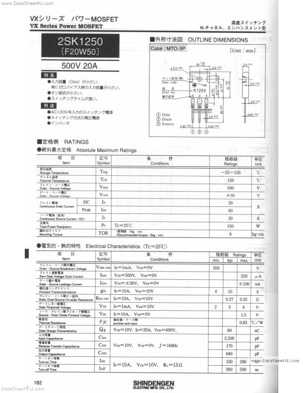<?=2SK1250?> डेटा पत्रक पीडीएफ