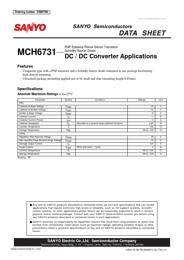 MCH6731 Sanyo Semicon Device