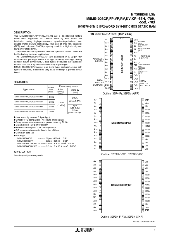 M5M51008CRV-70H Mitsubishi