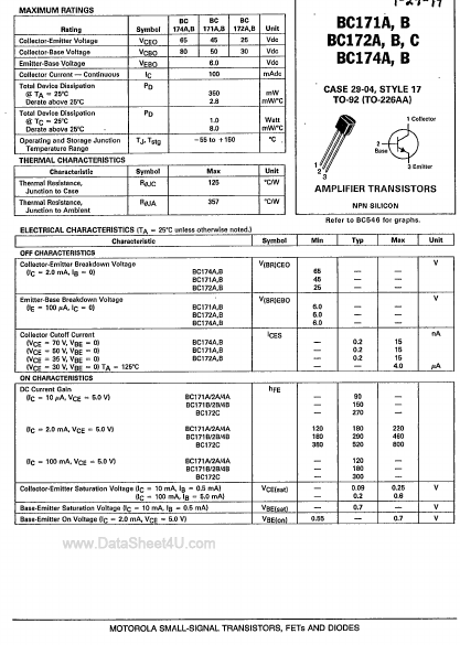 BC171A Motorola Semiconductor