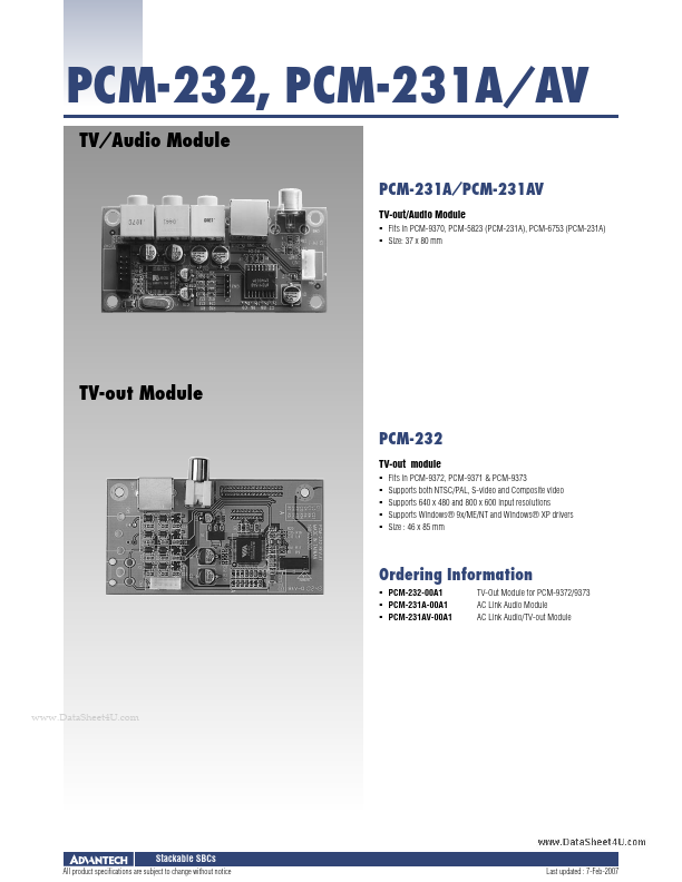 <?=PCM-231AV?> डेटा पत्रक पीडीएफ