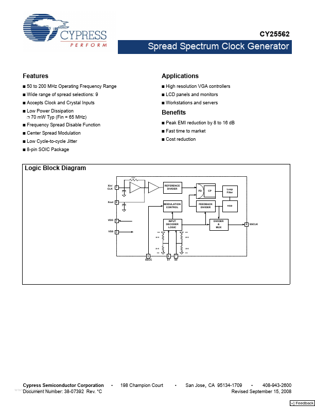 CY25562 Cypress Semiconductor