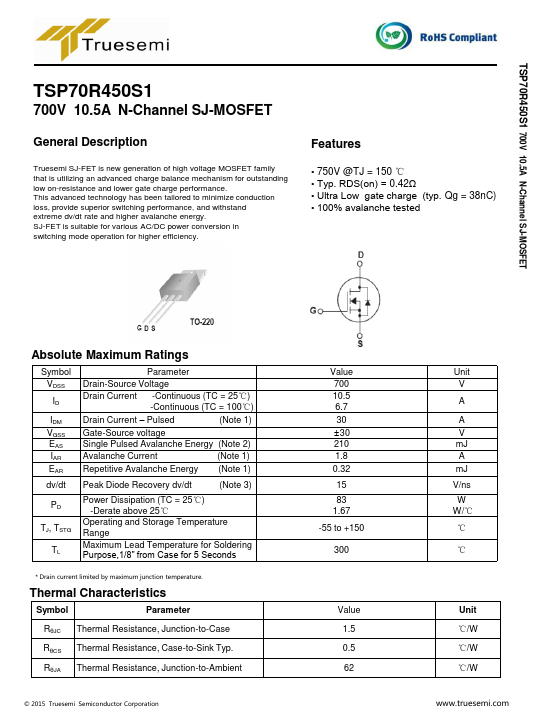 <?=TSP70R450S1?> डेटा पत्रक पीडीएफ