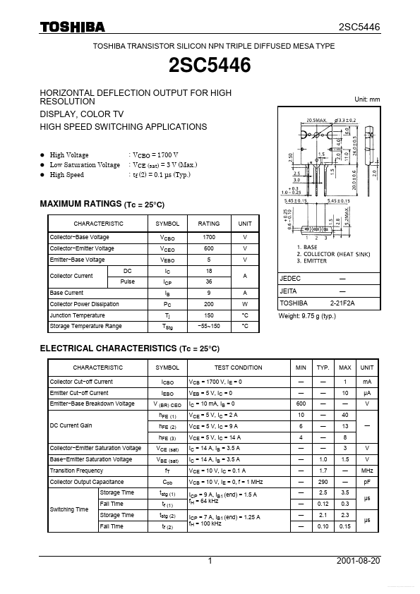 2SC5446 Toshiba Semiconductor