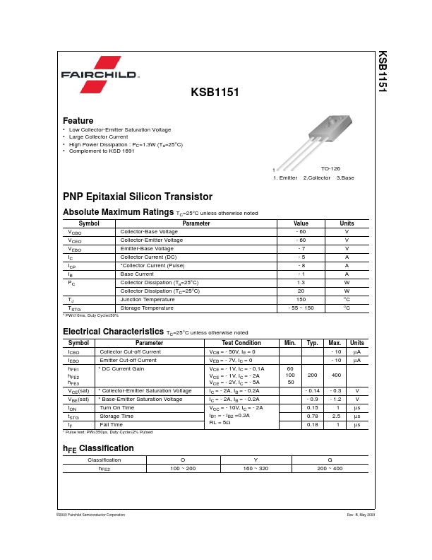 KSB1151 Fairchild Semiconductor