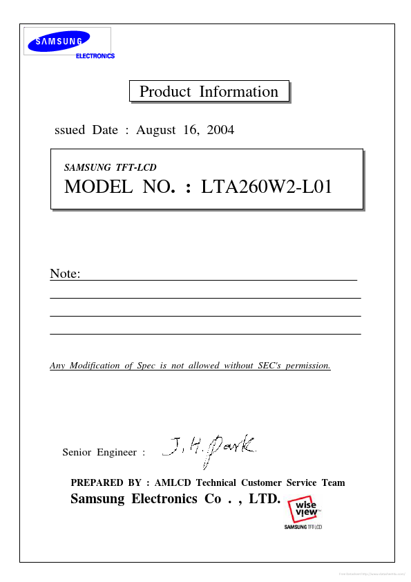 <?=LTA260W2-L01?> डेटा पत्रक पीडीएफ