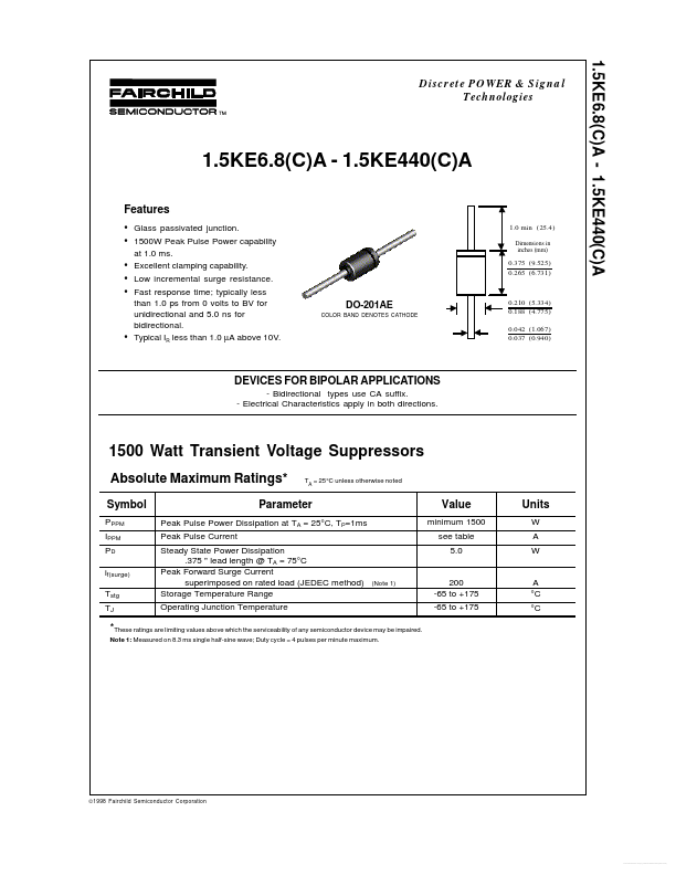 1.5KE68CA Fairchild Semiconductor