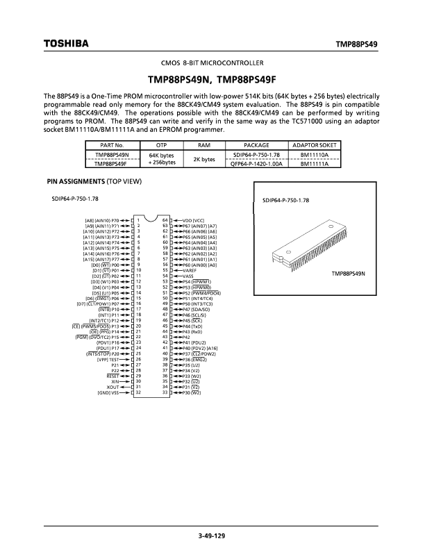 TMP88PS49F Toshiba Semiconductor