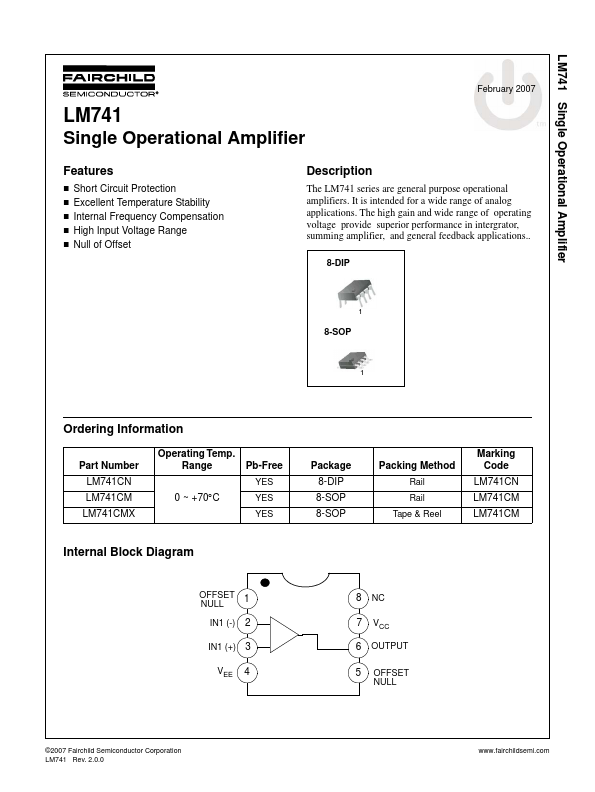 LM741 Fairchild Semiconductor