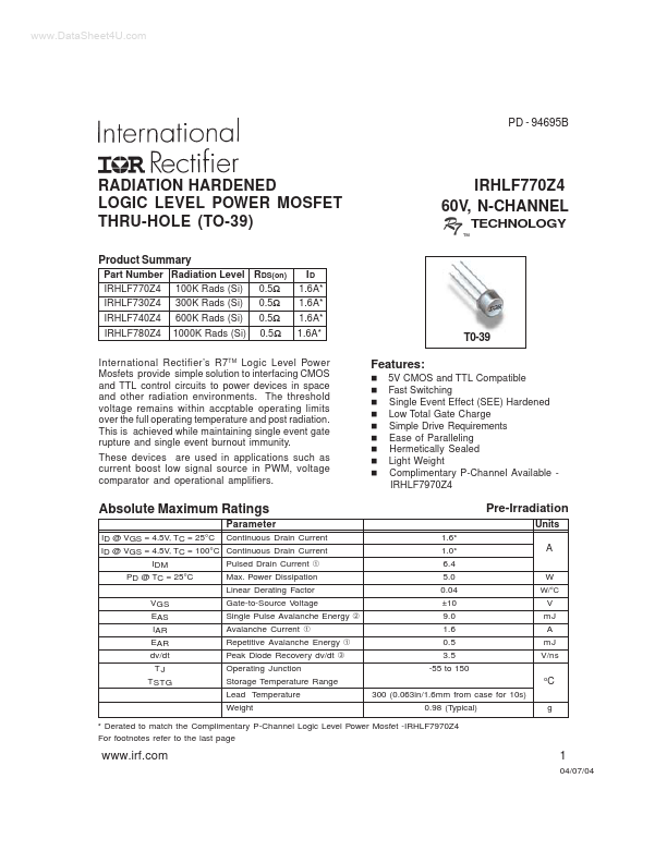 IRHLF780Z4 International Rectifier
