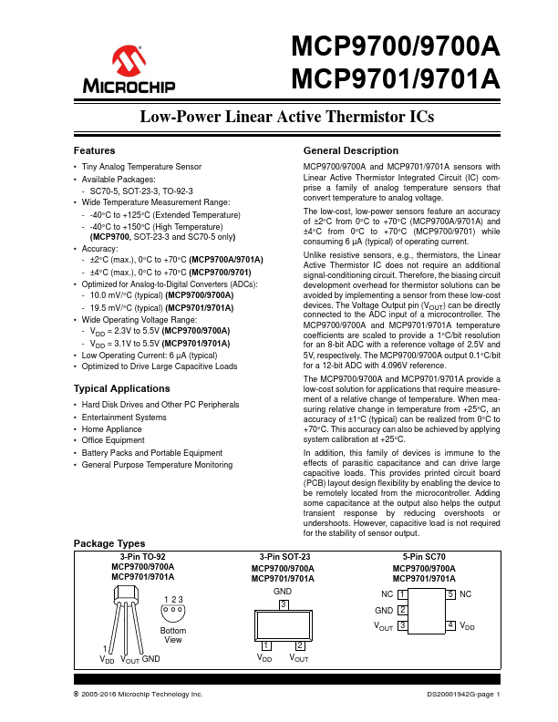 <?=MCP9700A?> डेटा पत्रक पीडीएफ