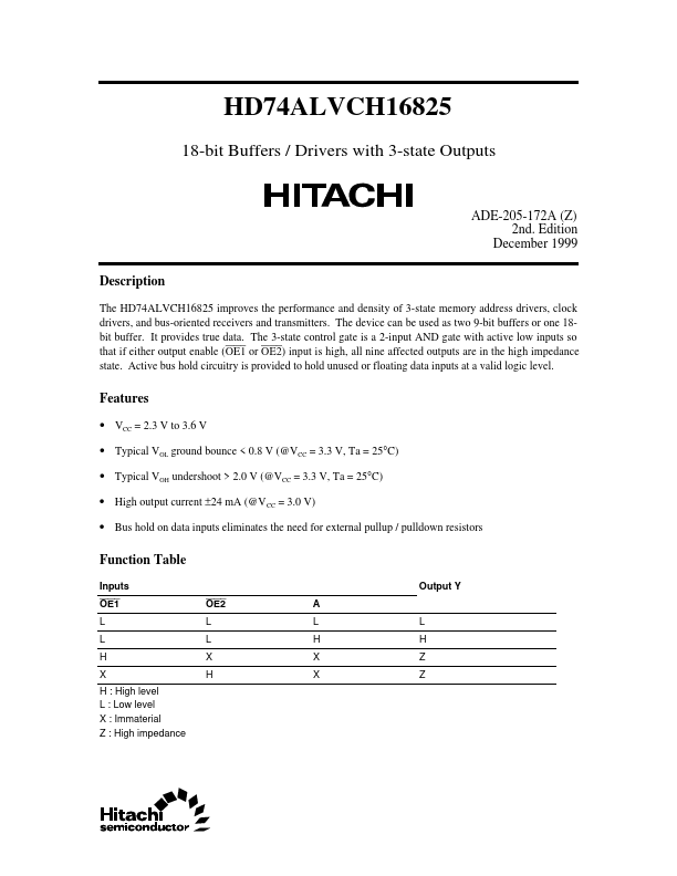 HD74ALVCH16825 Hitachi Semiconductor