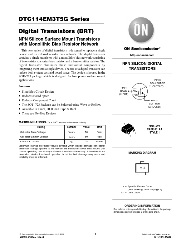 <?=DTC123EM3T5G?> डेटा पत्रक पीडीएफ