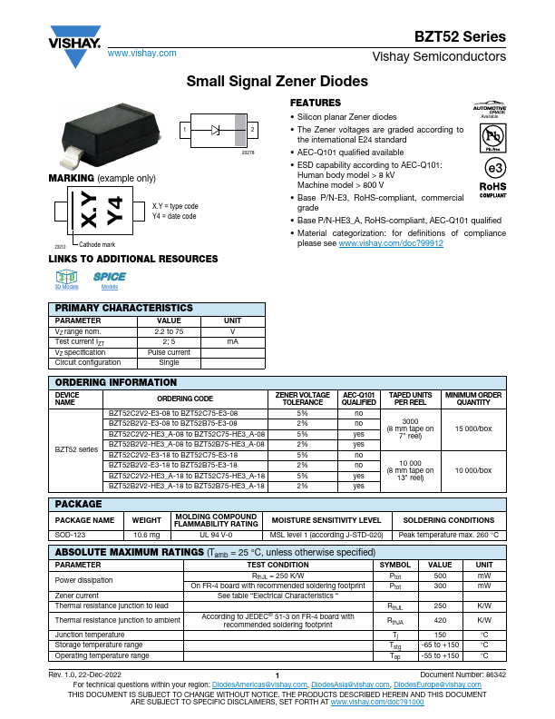 BZT52C9V1 Vishay