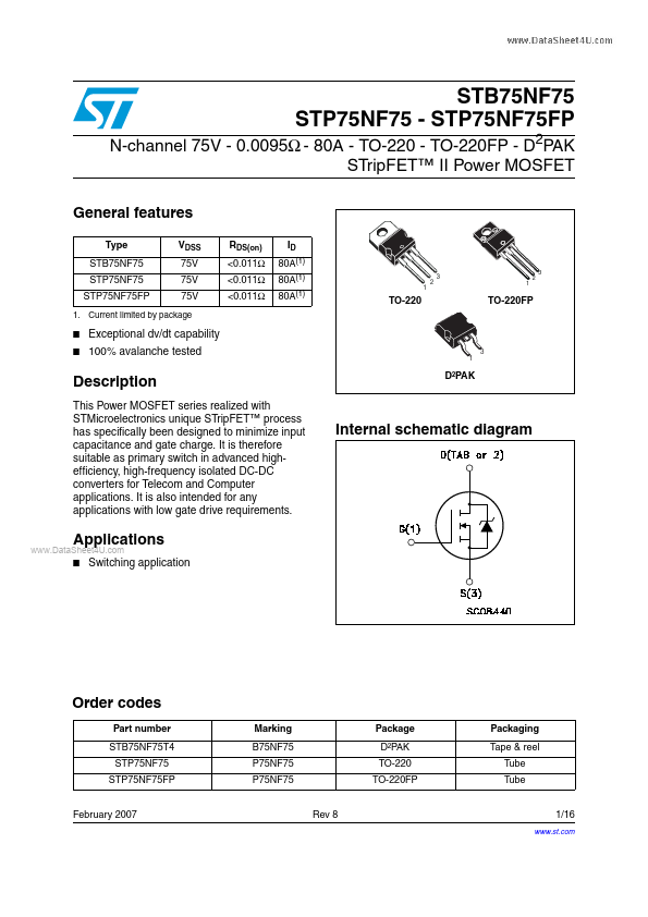 P75NF75 STMicroelectronics