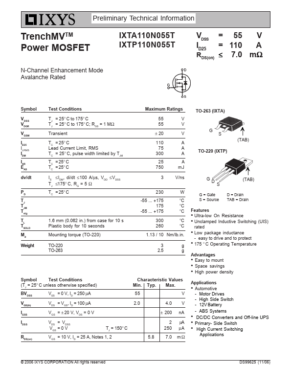 IXTP110N055T