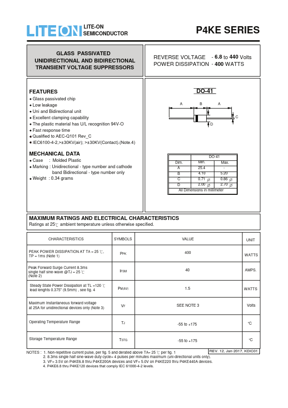 P4KE160 LITE-ON