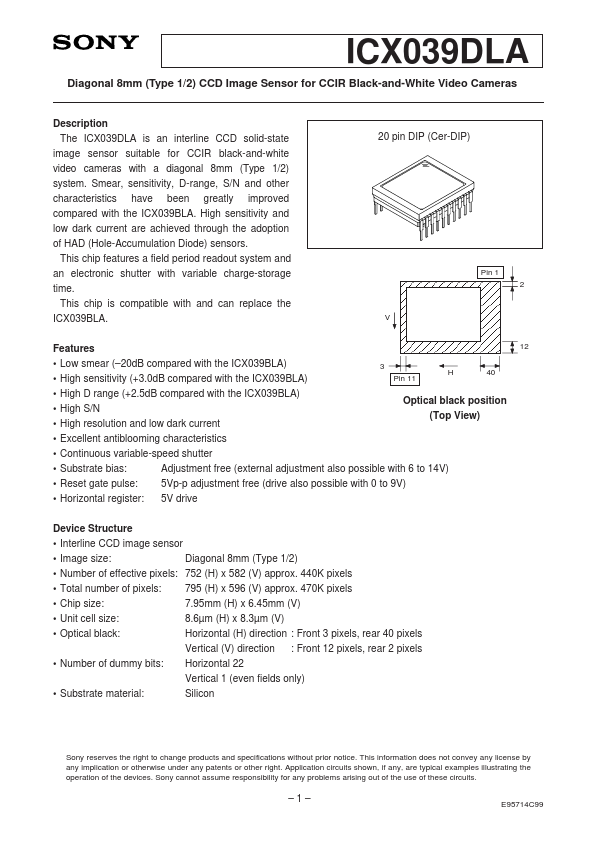 ICX039DLA Sony Corporation