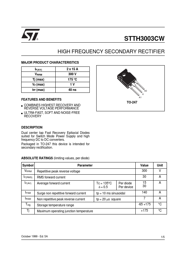 STTH3003CW ST Microelectronics