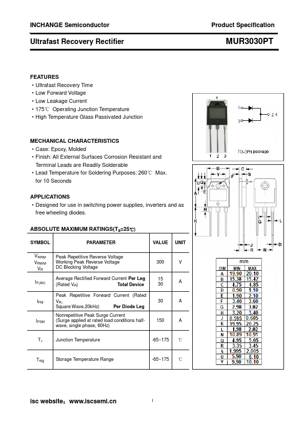 MUR3030PT Inchange Semiconductor