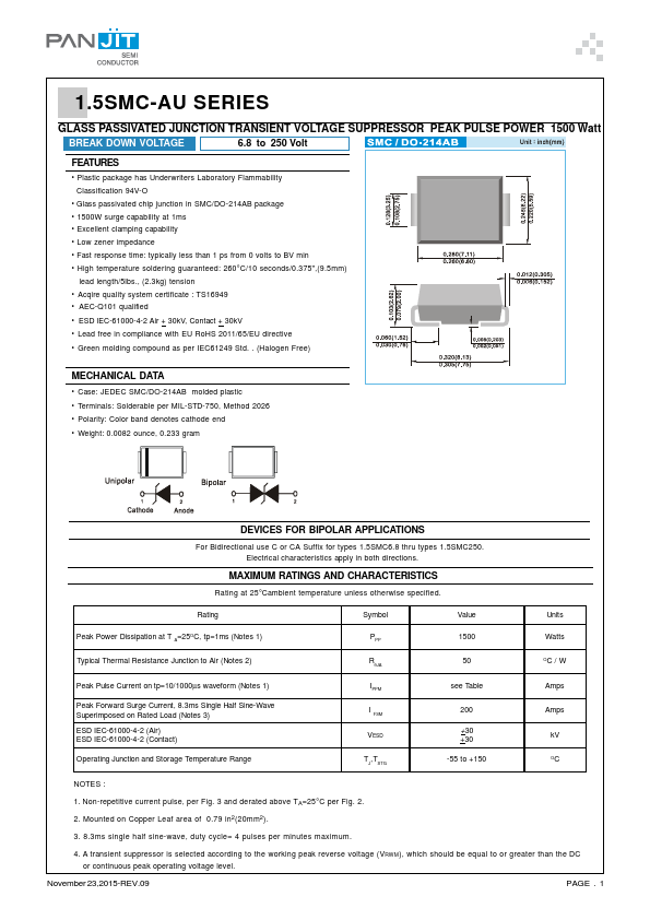 1.5SMC9.1-AU PAN JIT