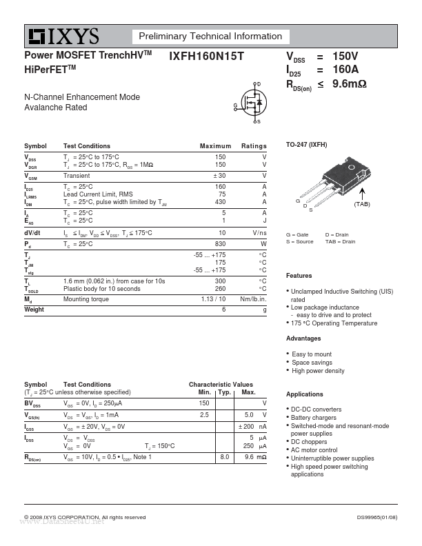 IXFH160N15T