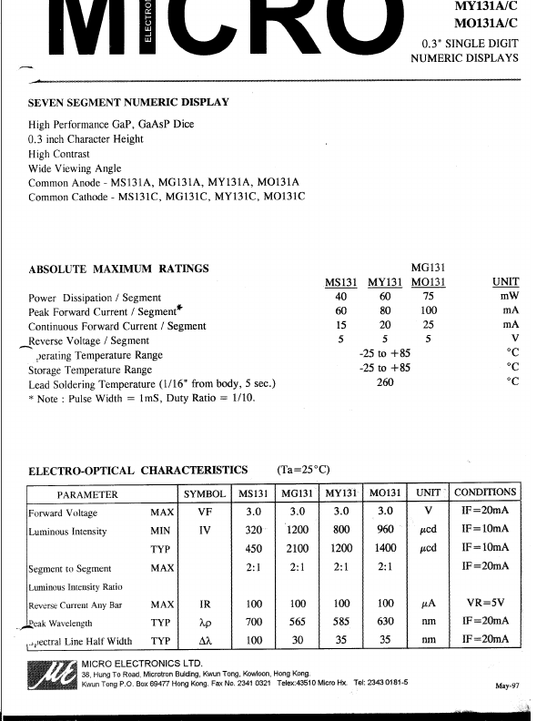 MY131A-C Micro Electronics