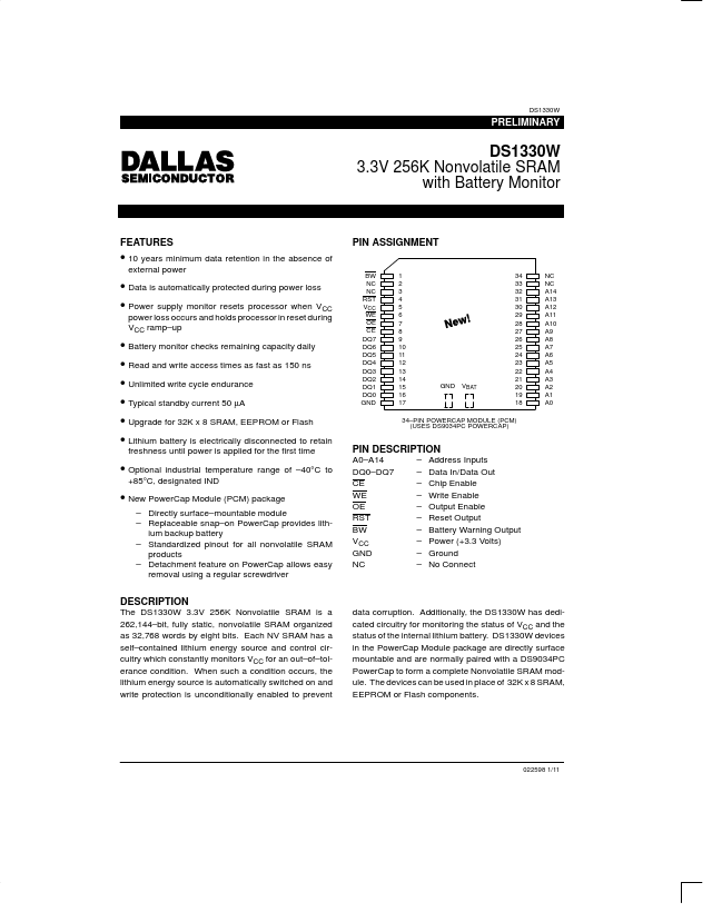 DS1330W Dallas Semiconducotr