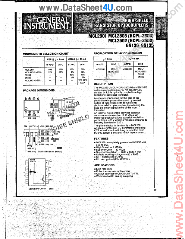 HCPL2503 General Instrument Optoelectronics