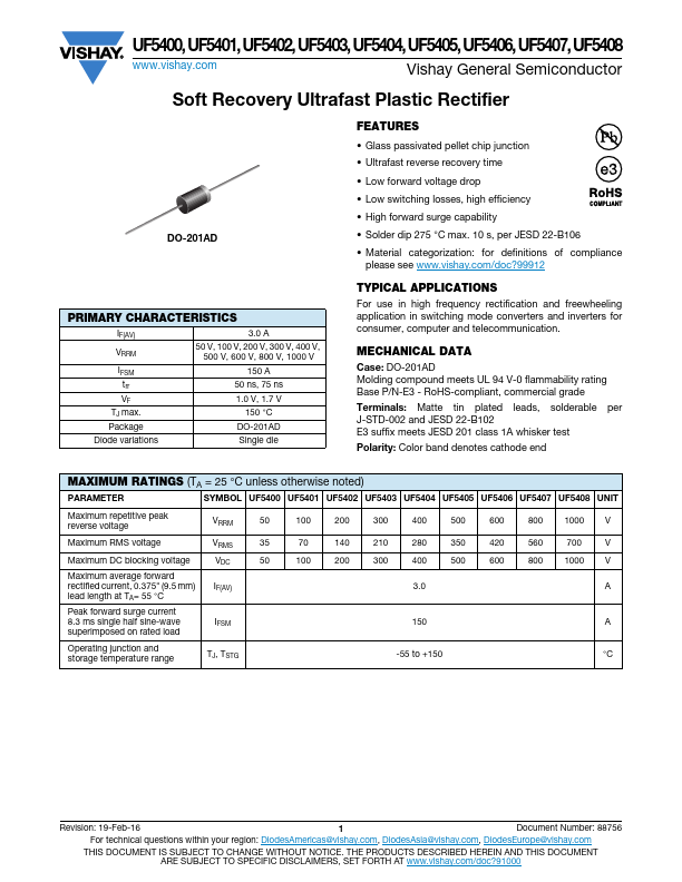 UF5404 Vishay Intertechnology