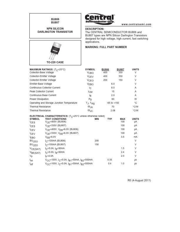 BU806 Central Semiconductor