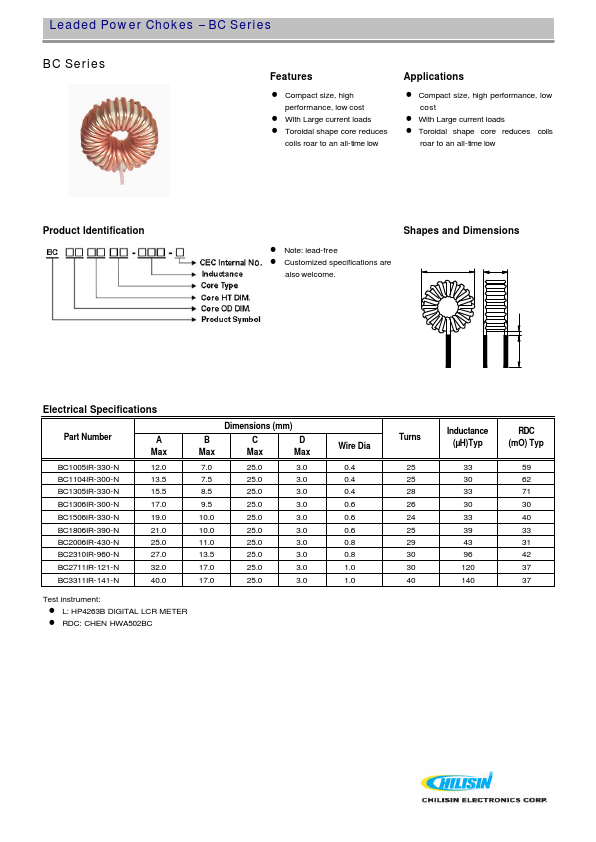 BC1306IR-300-N Chilisin Electronics