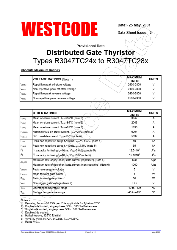 R3047TC26N Westcode Semiconductors