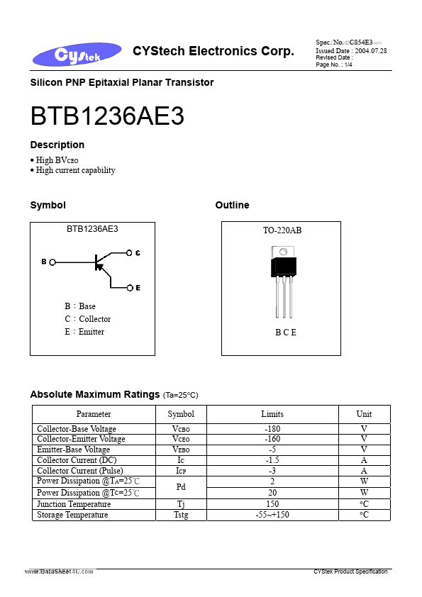 <?=BTB1236AE3?> डेटा पत्रक पीडीएफ