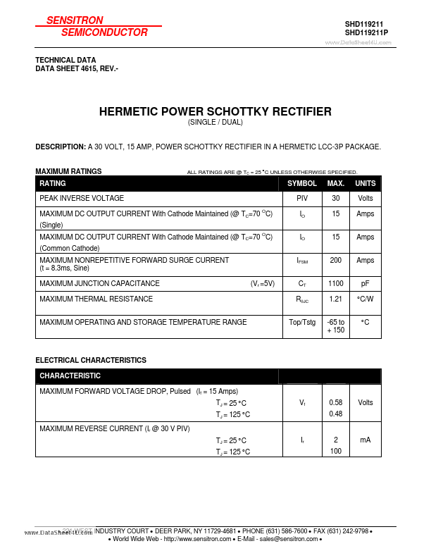 SHD119211P Sensitron